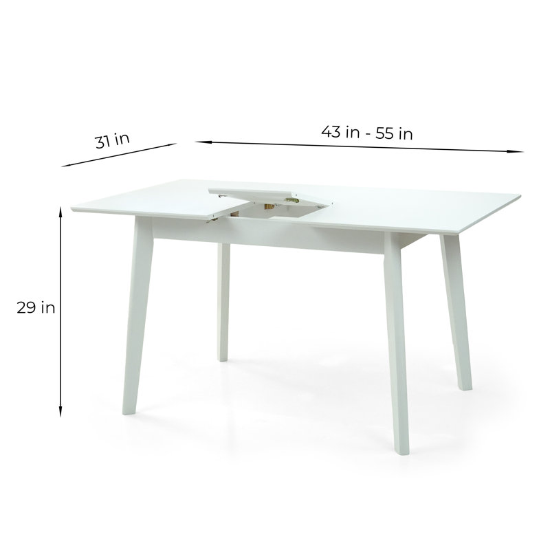 5 Piece Dining Table Set, Extendable Rectangular Dining Table w 4 Classic Style Solid Wood Upholstered Chairs, Gray, White