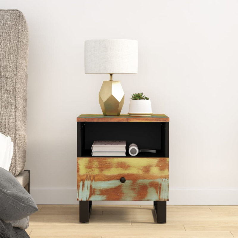 Tonkin 31cm W Bedside Table, Multicolor/Black