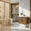 Base de meuble-lavabo mural flottant 30 po, panneau de grille sculpté 3D, grands tiroirs double couche (lavabo non inclus)