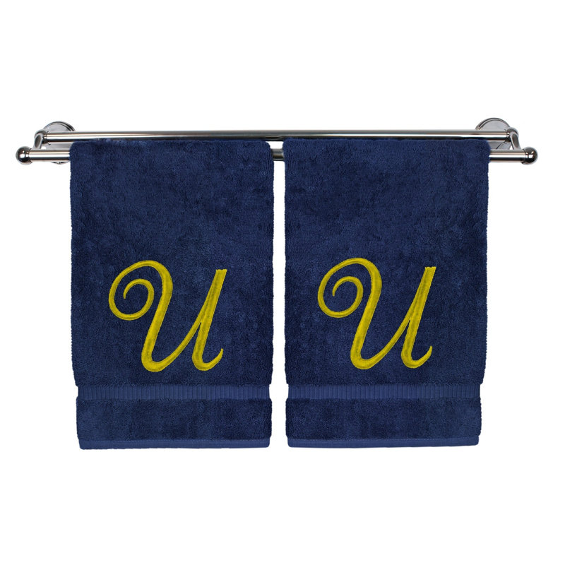 Super Plush Hand Towel, Navy/Gold, S