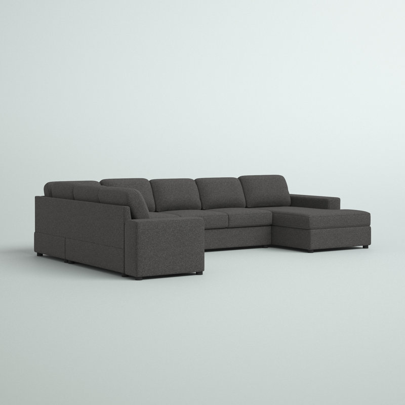 Andes 146.5" Wide Reversible Modular Sectional, Gray Linen Blend