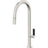 Pull-Down Kitchen Faucet With Button Sprayer - High Arc Spout