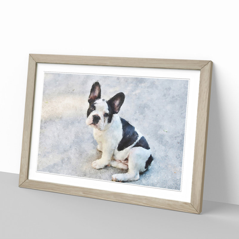 French Bulldog Vol.3 - Picture Frame Graphic Art, 36cm H x 48cm W x 2cm D, Oak Framed