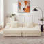 Méridienne double surdimensionnée en flanelle avec 4 coussins Eliam, rembourrée de mousse pure, aucun assemblage requis, beige-118698505