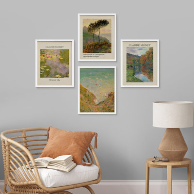 «Classic Retro Landscape Variety Nature», reproduction encadrée sur papier 4 pièces