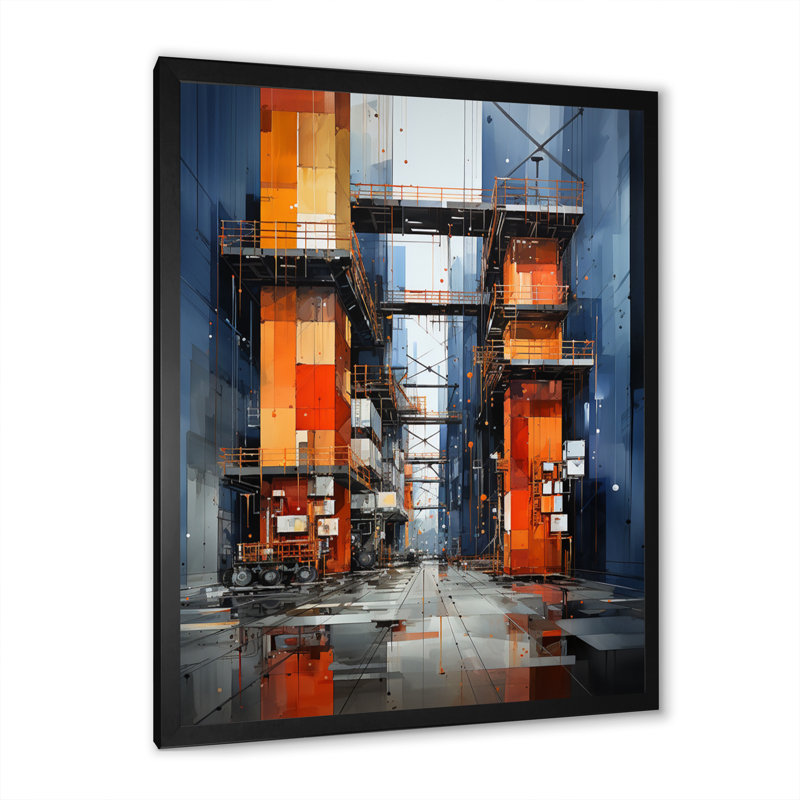 Port Symphonie industrielle sur toile, Cadre photo noir, H 20 po x l 12 po x P 1 po