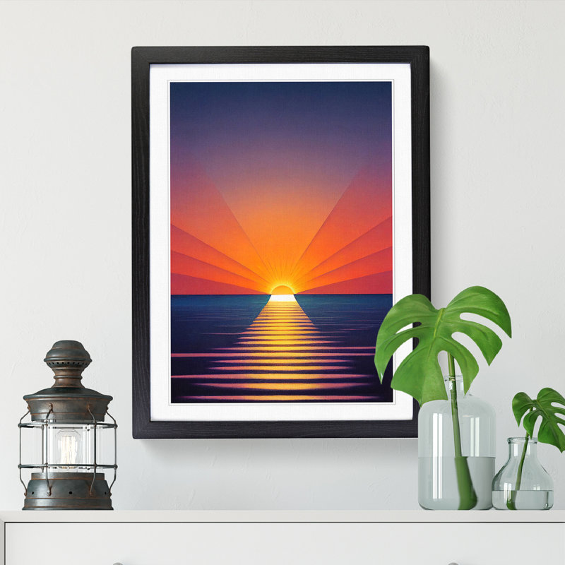 FRM-V0523-64X An Deco Sunrise Vol.1 - Single Picture Frame Print, Black Framed, 64cm H x 46cm W x 2cm D