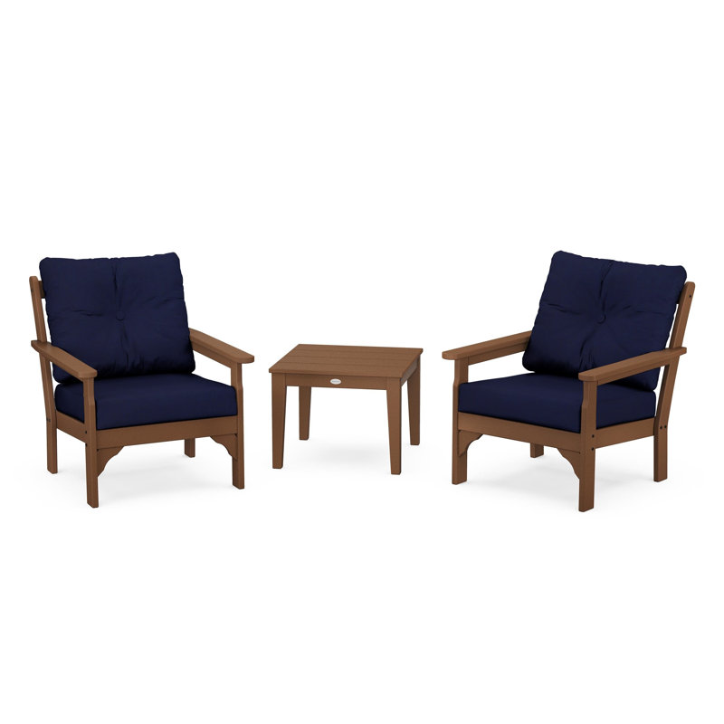 Vineyard 3-Piece Deep Seating Set, Navy, Teak