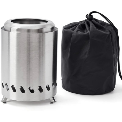5.5" Tabletop Fire Pit, Smokeless Firepit Outdoor, Mini Fire Pit For With Carry Bag For Camping Backyard Patio Garden Picnic,Silver