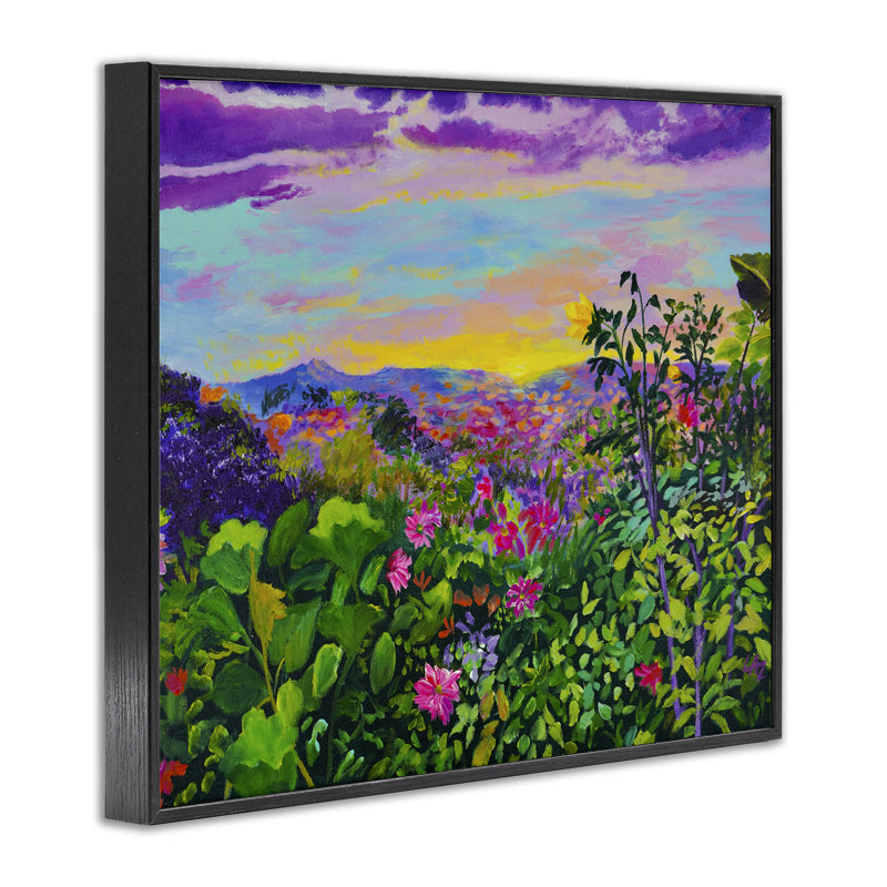 Giclée encadrée Highland Flora Overview, design par Lee Ann Zirbes, H 11 po x l 14 po, Giclée encadrée noir minuit