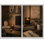 Très grand ensemble de 2 impressions sur toile neutres et minimalistes pour un bureau à domicile, impression sur toile 24 x 36 pouces - prêt à être accroché