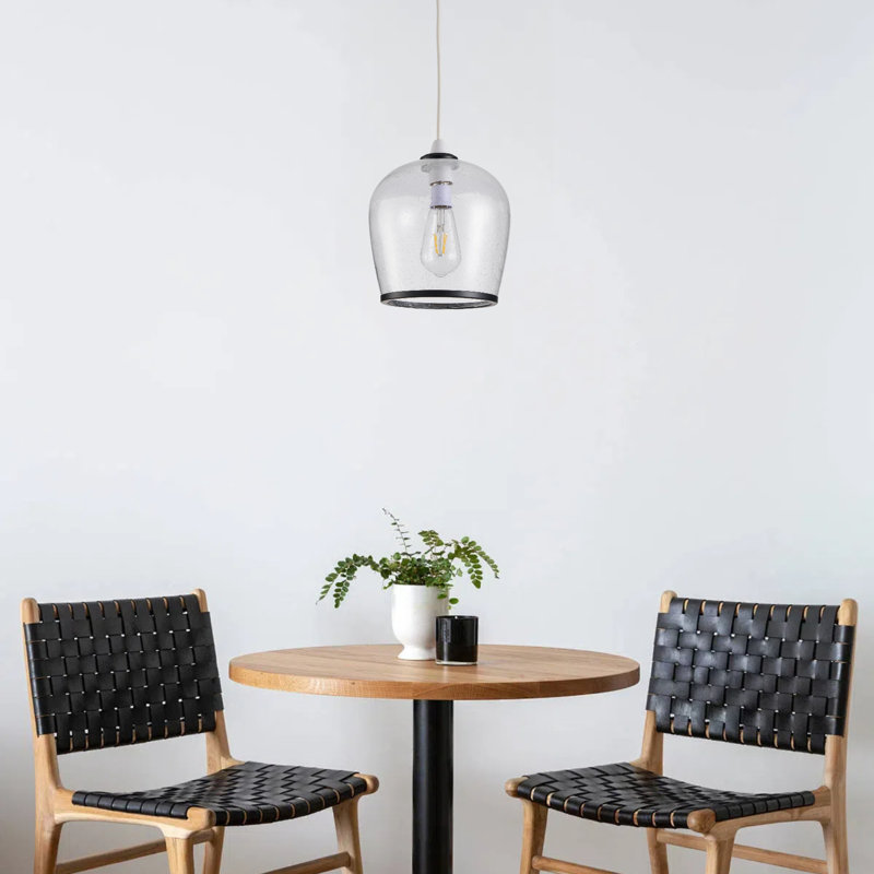 22cm H Glass Dome Pendant Shade ( Uno ), Matte Black