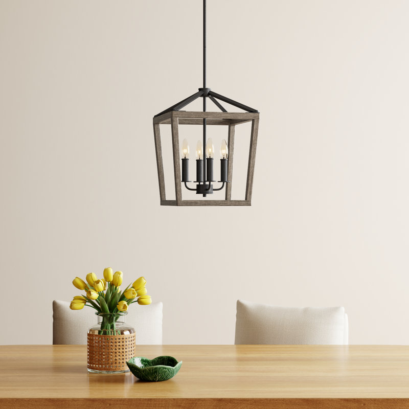 Icarus 4 Light Lantern Geometric Chandelier, 62.5" H x 12" W x 12" D