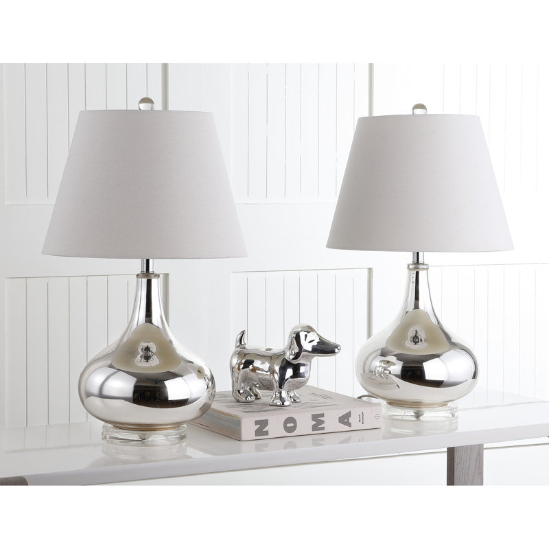 Akeim Glass Table Lamp, Silver