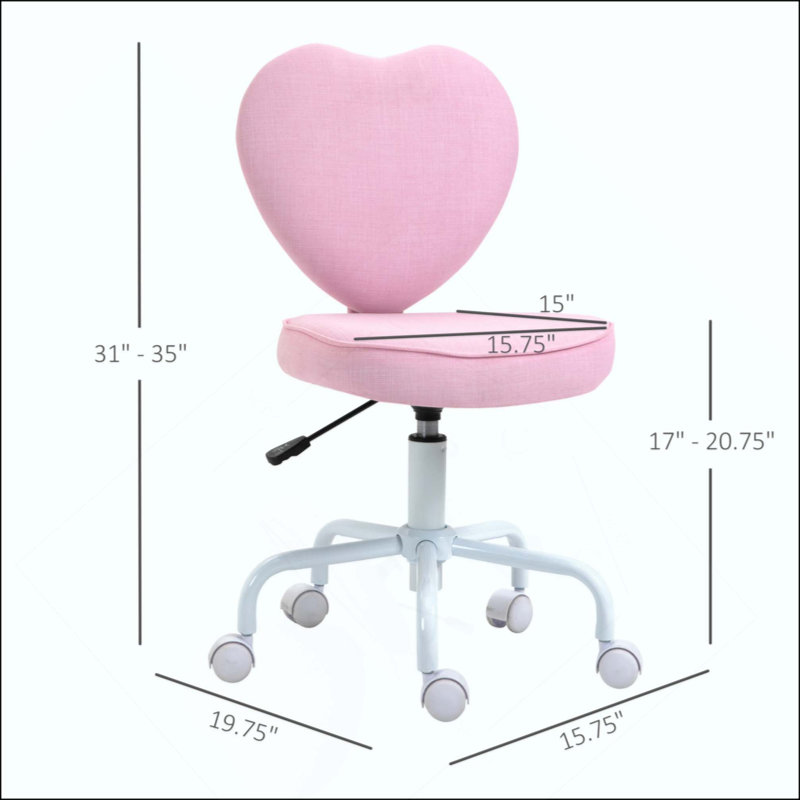 Chaise de bureau Heart Love, Mauve clair