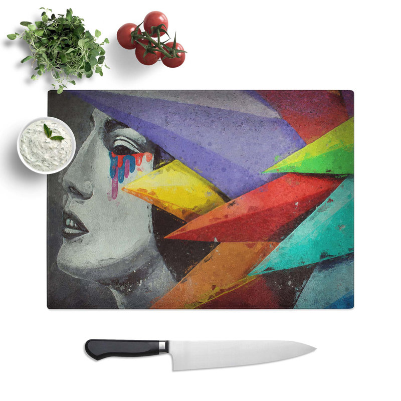 Tempered Glass Crying Chopping Board, 39 cm W x 28.5 cm L