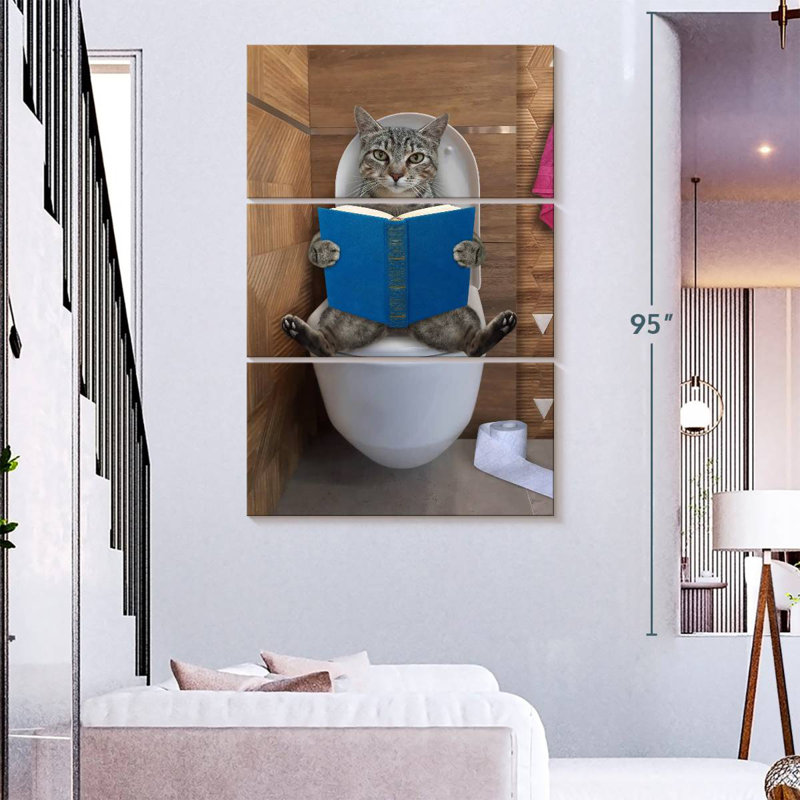 Ketti Tabby Cat Toilet Time, 74" H x 48" W