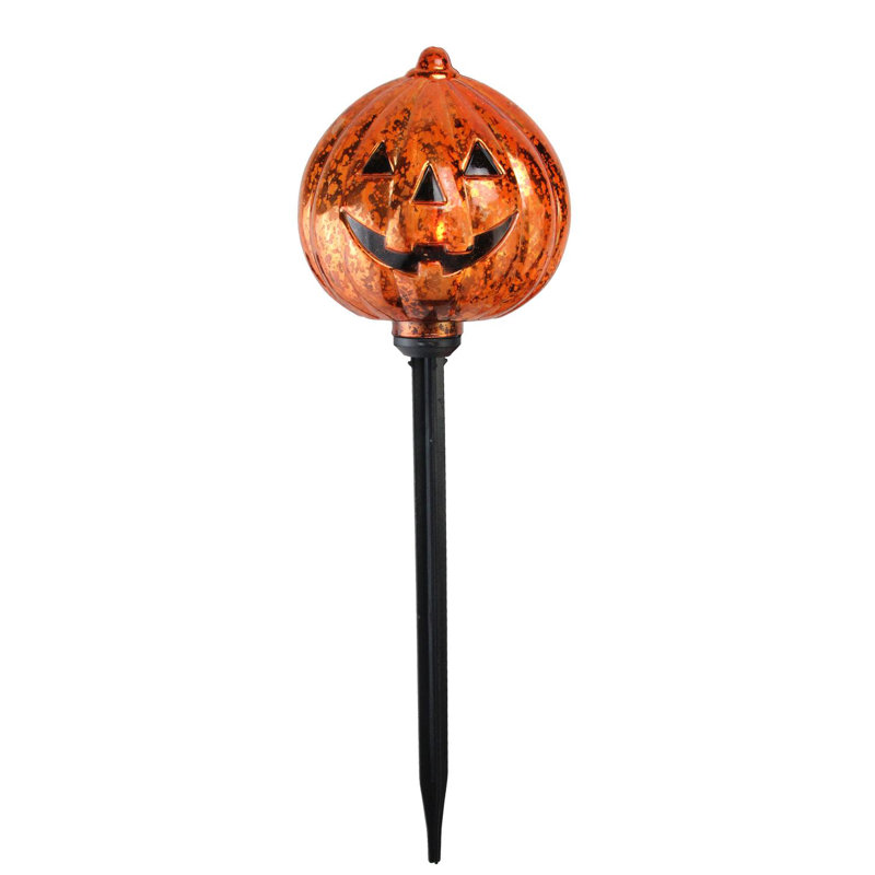 3-Count Orange and Black Pre-Lit Flickering Pumpkin Halloween Pathway Markers 15.5"