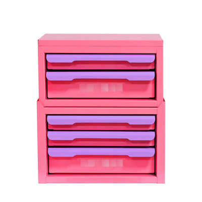 Boîte de rangement à cinq tiroirs de couleur rose-mauve pour l'organisation à la maison, structure en acier laminé à froid, facile à nettoyer et à entretenir, bureau idéal avec cinq tiroirs, rangement pour articles de bureau cosmétiques,