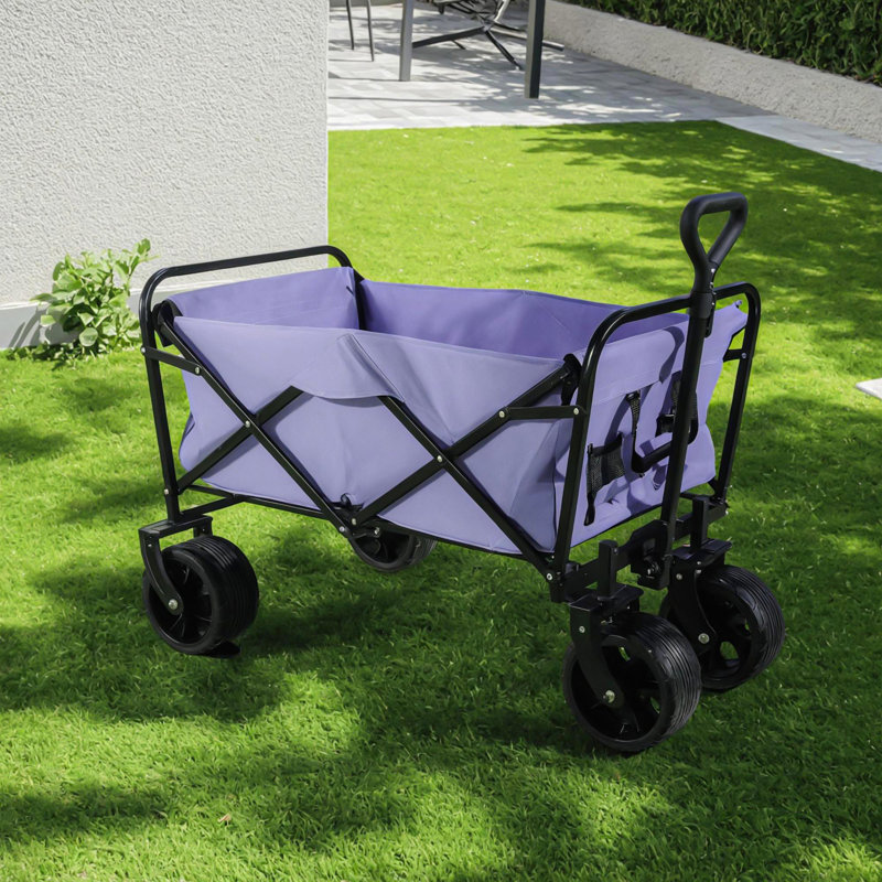 Chariot de plage pliable 100L pliable avec une grande capacité de 220Lbs, chariots de wagons pliables robustes avec de grandes roues pour le sable, le jardin, le camping