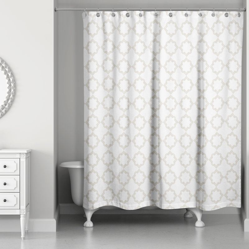 Rideau de douche simple à motif géométrique vannesa, Beige