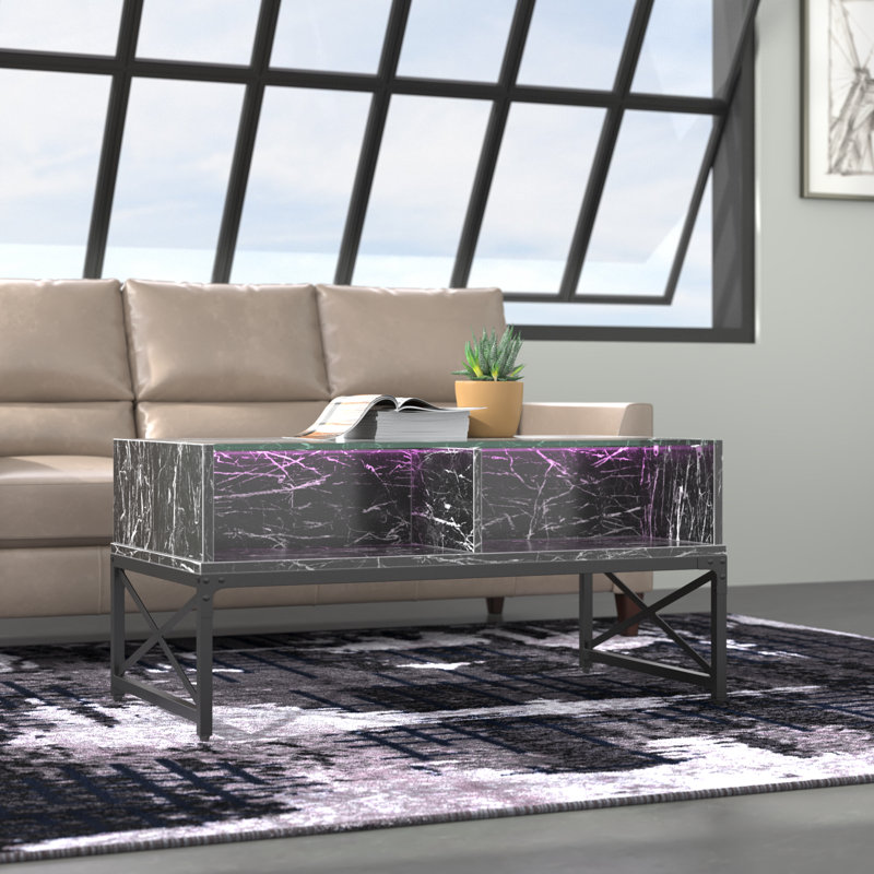 Table basse en verre avec rangement Northborough, Noir