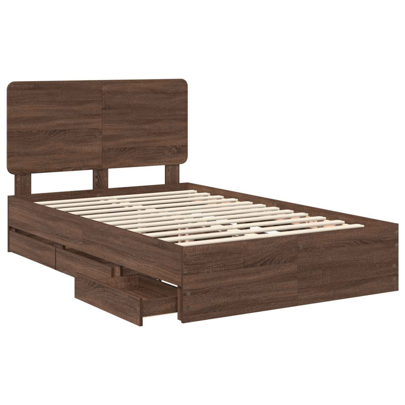 Bed, Small Double (4'), Brown Oak
