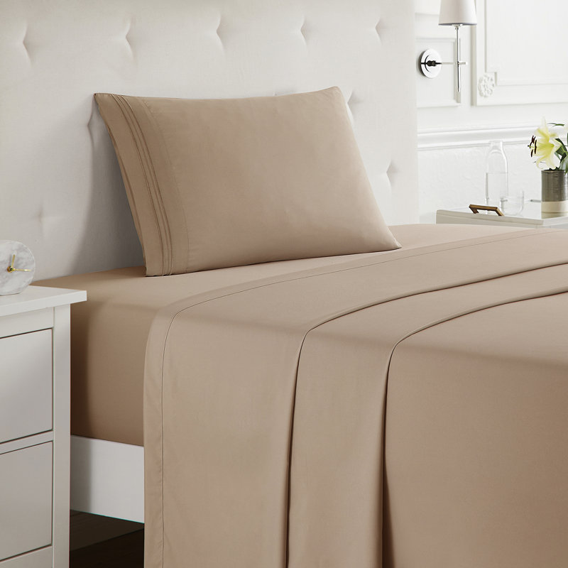  Ensemble de draps double brossé de luxe pour hôtel avec draps et taies d'oreiller très doux, Drap pour lit simple