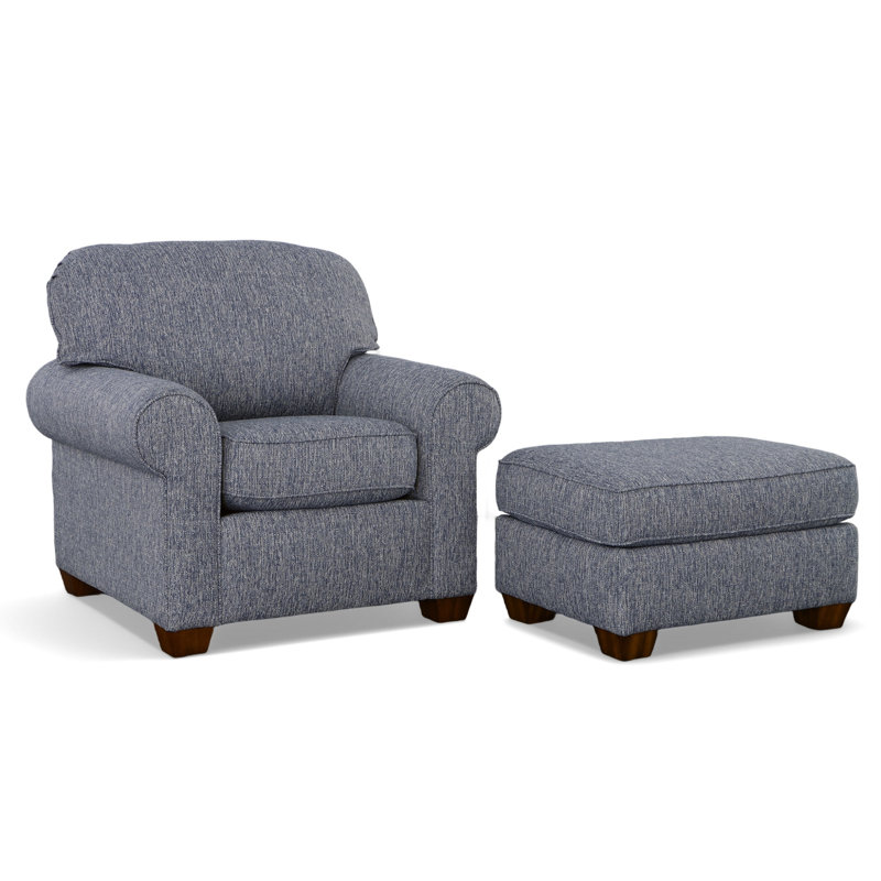 Fauteuil et repose-pieds Ornella, Bleu indigo