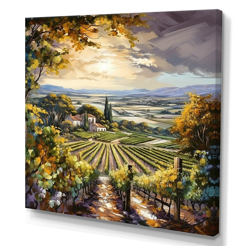 Vineyard Charm Landscape II - Vineyard, art mural, H 36 po x l 36 po x P 1,5 po, Toile tendue
