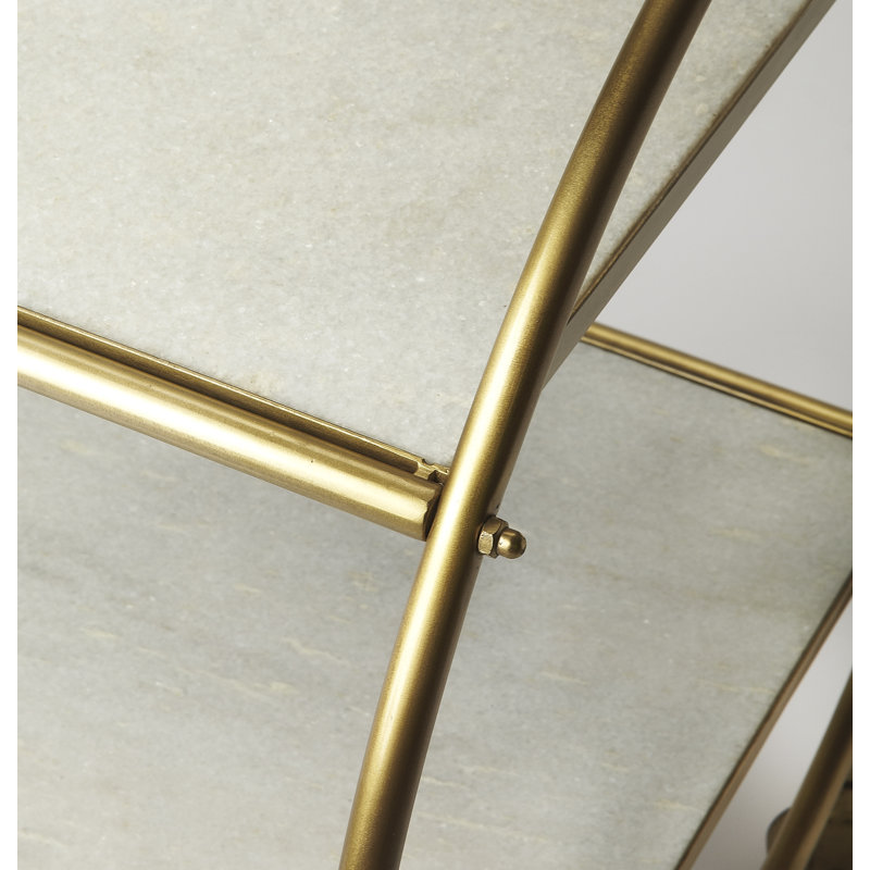 Metal Bar Cart, Gold/White