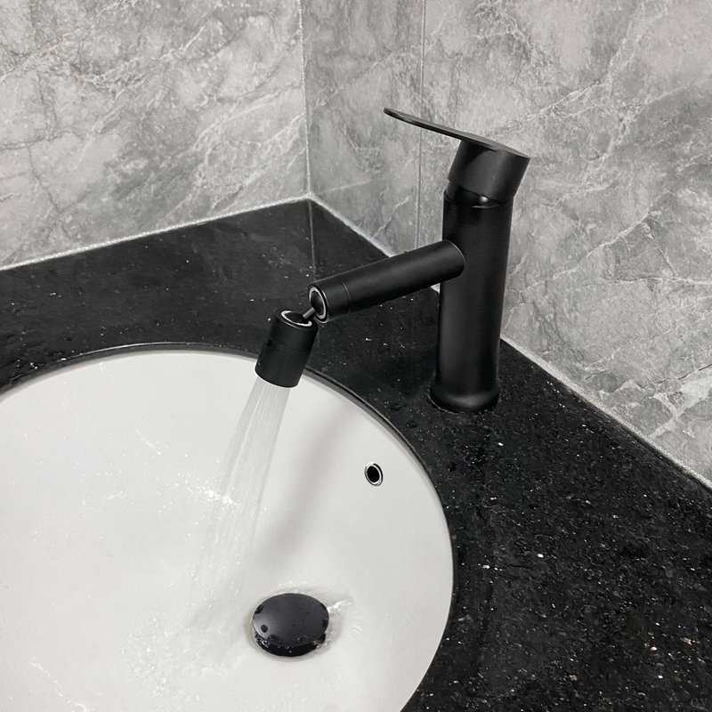 Robinet de lavabo de salle de bain moderne à poignée simple avec drain escamotable (avec trop-plein)