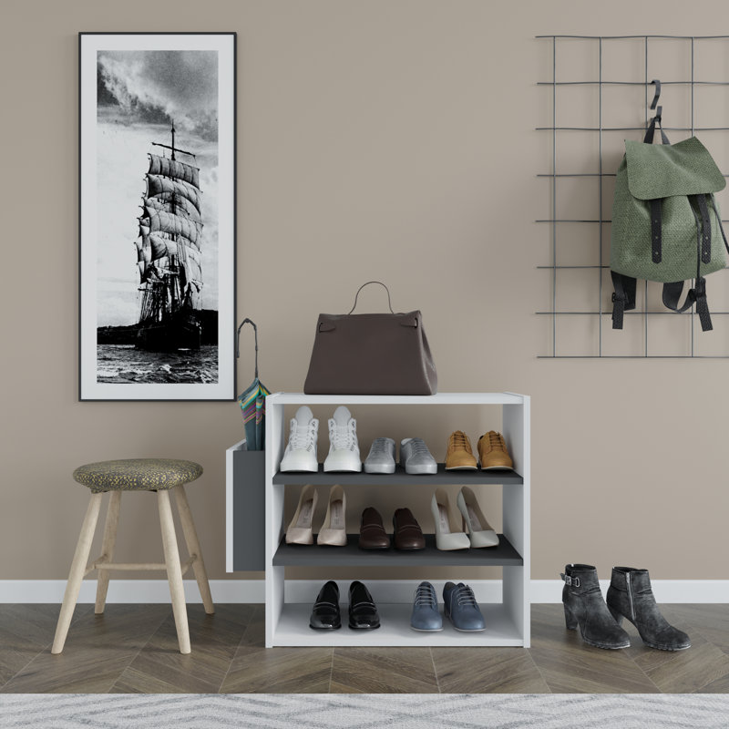 Range-chaussures 9 paires, Blanc anthracite