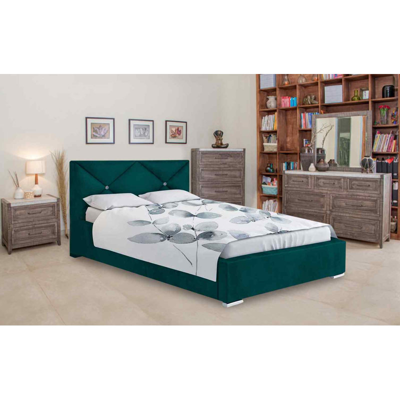 Upholstered Bed, Double (4'6), Green