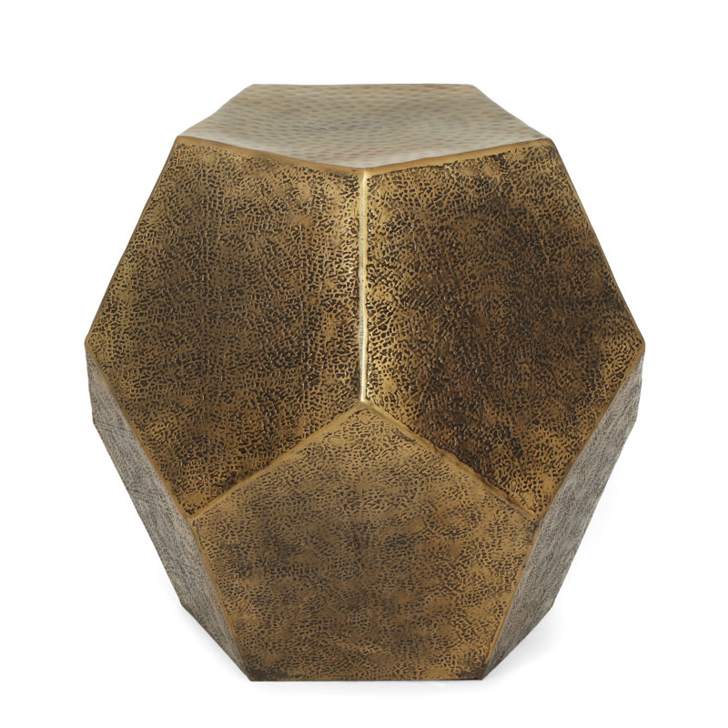 Alluring Textured Side Table - Hexagonal & Aluminum Allure Exquisite Glamorous Shape Frame