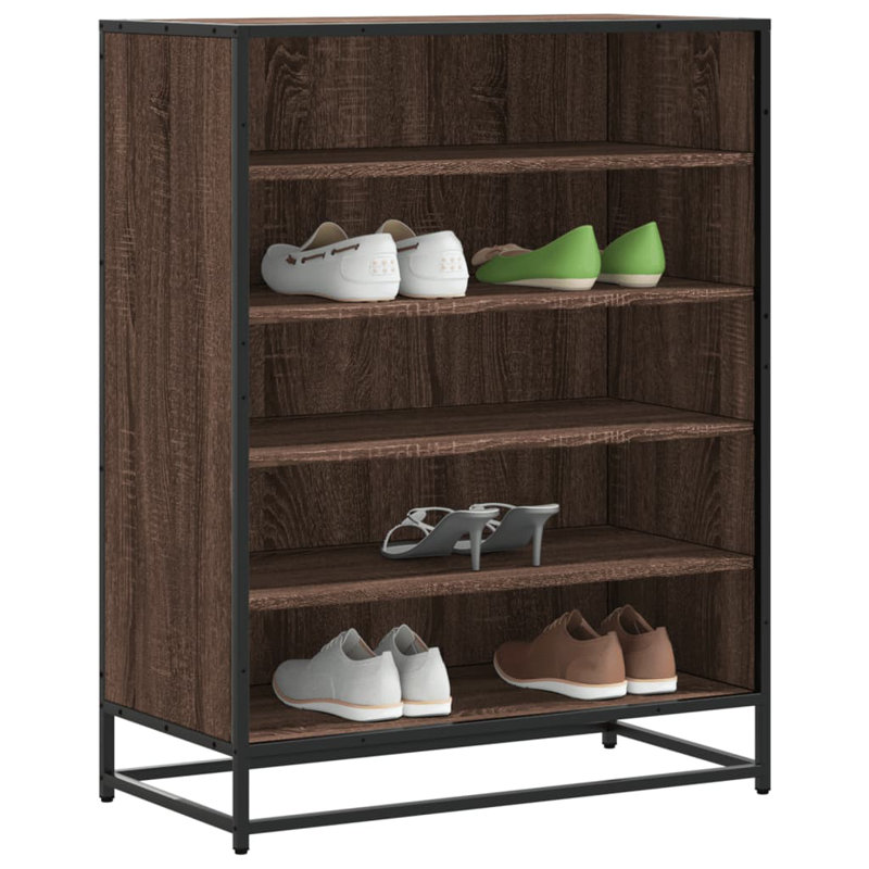 10 Pair Shoe Storage Cabinet, Brown Oak