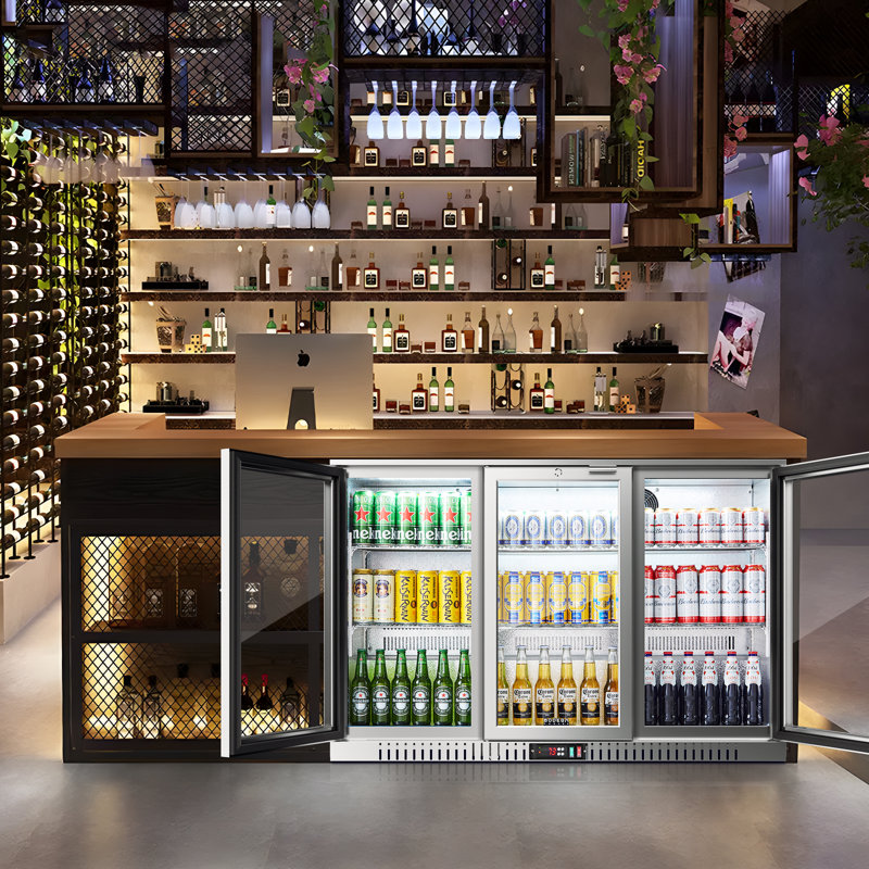 Bodegacooler 3-door Back Bar Beverage Refrigerator – 11.4 Cu.ft Commercial Counter-height Cooler With Led Display For Beer, Wine & Soda