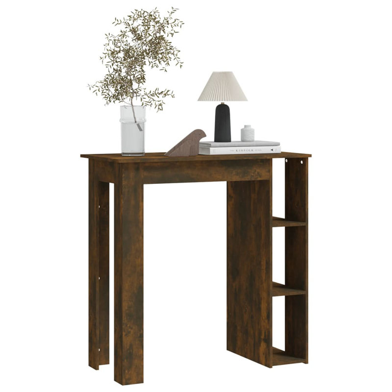 Bar Table Kitchen Pub Table Bistro Table with Shelf Engineered Wood, Smoked Oak