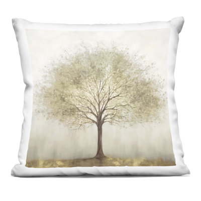 Coussin décoratif imprimé arbre solitaire imminent, design par Irena Orlov