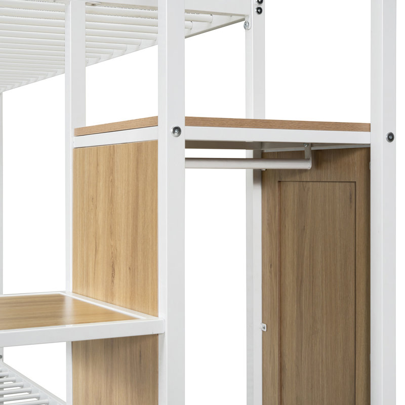 Lit superposé simple au-dessus d'un lit double en blanc avec lit gigogne et options de rangement pratiques, Blanc