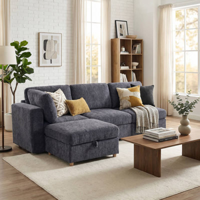 Modular sectional sofa seat, convertible sofa with storage, multifunctional folding fabric sofa set, 4 seater sofa