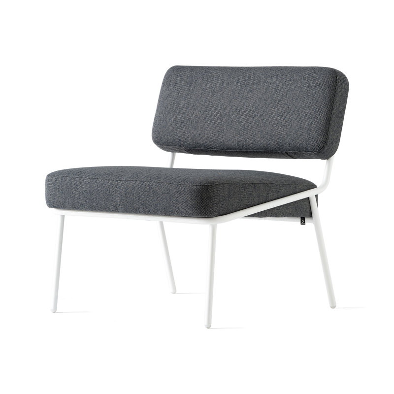 Chaise longue rembourrée Sixty, Polyester noir, Blanc