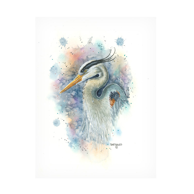 Art sur toile, Dave Bartholet Heron, H 14 po x l 19 po