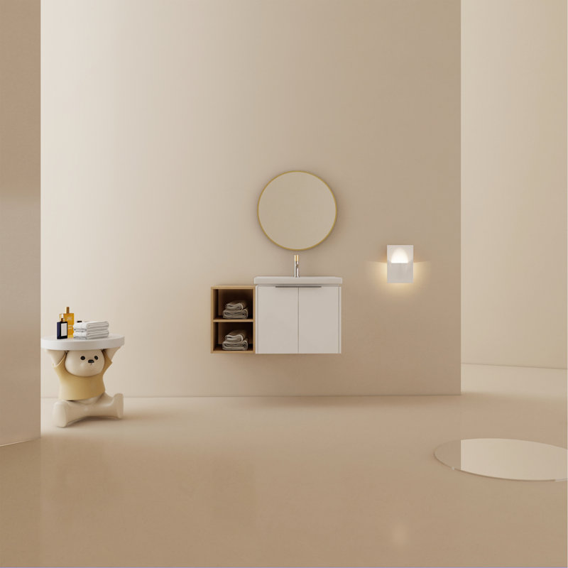 Meuble-lavabo à fermeture en douceur 36 po avec lavabo et petites tablettes de rangement