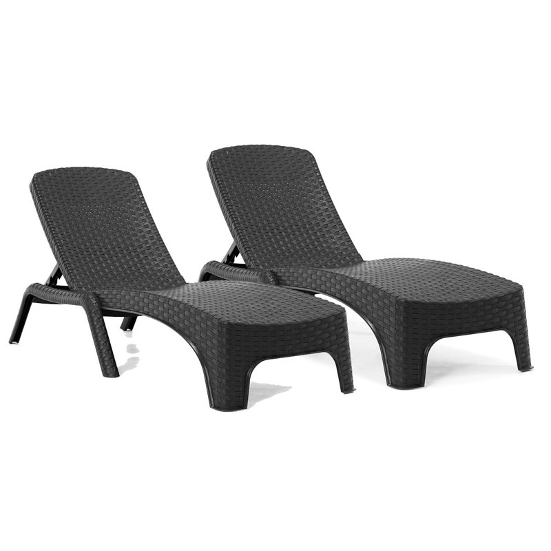 Ensemble de chaise longue empilable Roma, Gris