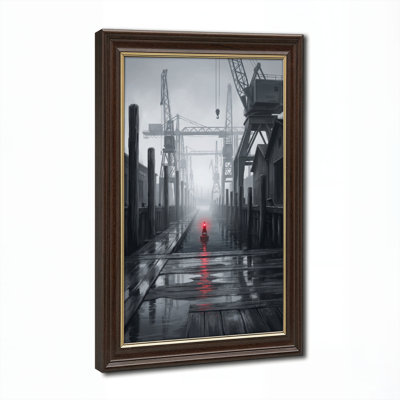Art mural antique sur toile encadré doré pour le salon, la chambre à coucher, le bureau ou le vestibule - Décoration murale décorative avec brouillard industriel