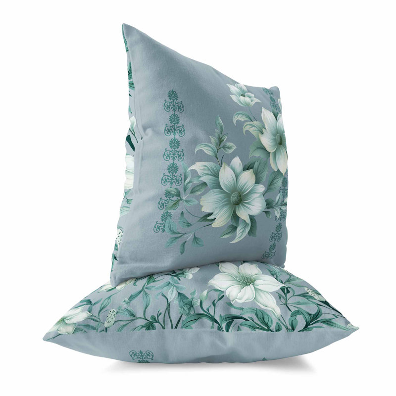 Coussin décoratif réversible intérieur / extérieur Petal Perfection, Motif floral vert, H 20 po x l 20 po
