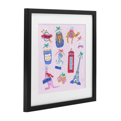 «Global Travel Ornaments», reproduction sous verre encadrée, design par Krissy Mast
