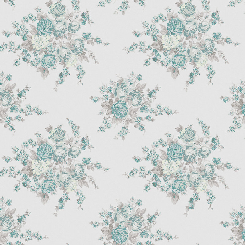 by Rachel Ashwell Rose Blossom Damask 10m x 52cm Wallpaper Roll, Green