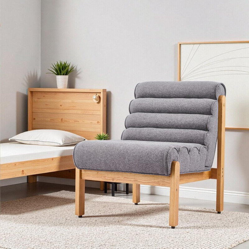 Fauteuil d'appoint Fluffy Shearling Style avec structure en bois massif, coussin intégré, confort moderne